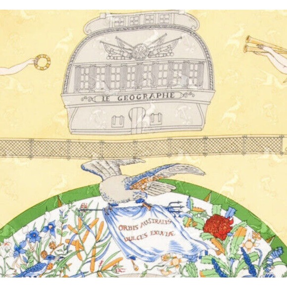 HERMES Silk Scarf LE GEOGRAPHE Carre 90 Sandra Laroche Kangaroo Jacquard w/Box - Picture 8 of 16